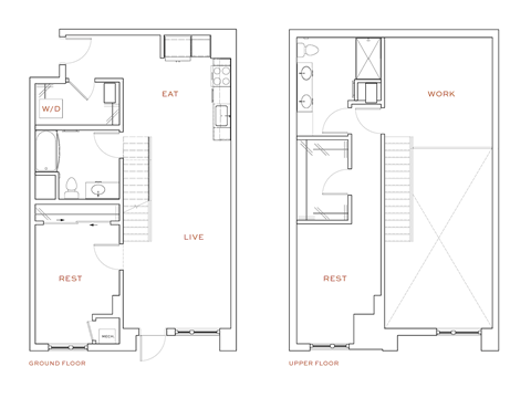 A floor plan of a two-story house with labeled rooms.